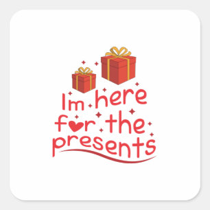 Pegatina Cuadrada Feliz Navidad Estoy Aquí Por El Presente