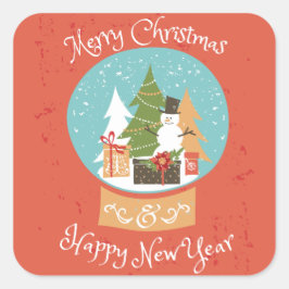 Pegatina Cuadrada Feliz Navidad Feliz Año Nuevo
