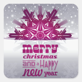 Pegatina Cuadrada Feliz Navidad Feliz Año Nuevo