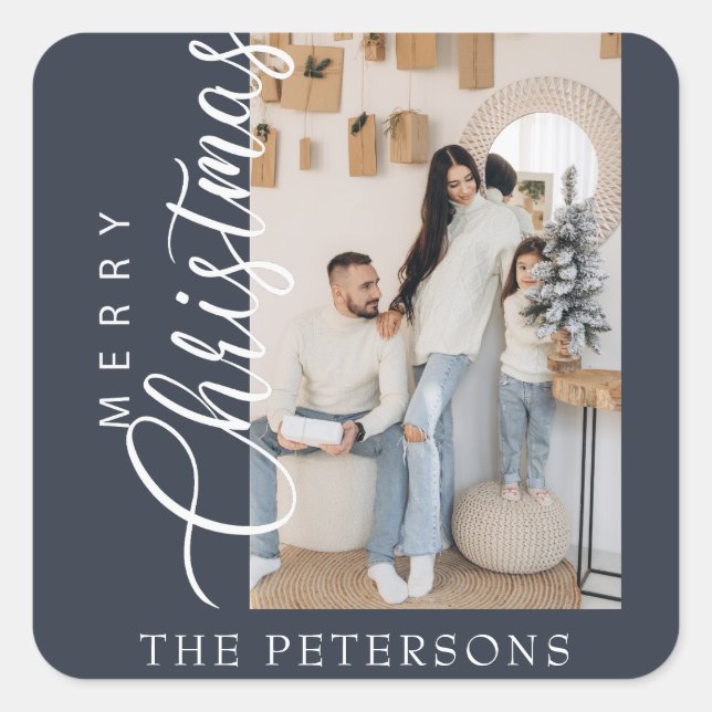 Pegatina Cuadrada "Feliz Navidad" Fotografía moderna de Midnight Blu (Anverso)