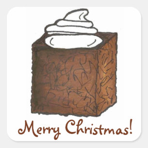 Pegatina Cuadrada Feliz Navidad Gingerbread Pastel de postre