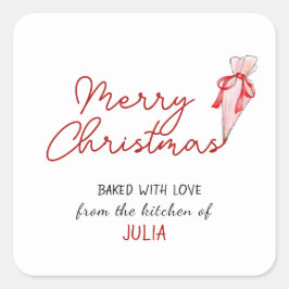 Pegatina Cuadrada Feliz Navidad horneada con amor