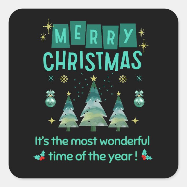 Pegatina Cuadrada Feliz Navidad - Maravilloso momento del año (Anverso)
