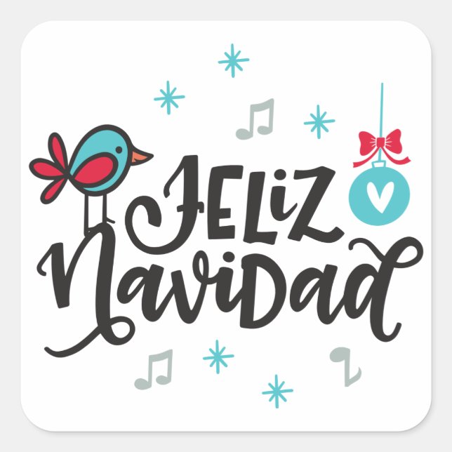 Pegatina Cuadrada Feliz Navidad, Navidades (Anverso)