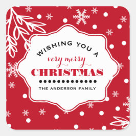 Pegatina Cuadrada Feliz Navidad. Navidades personalizados