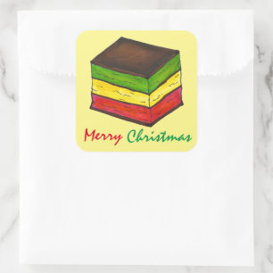 Pegatina Cuadrada Feliz Navidad Panadería Italiana Cookie arcoiris