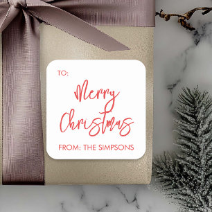 Pegatina Cuadrada Feliz Navidad Para De Escritura Moderna Minimalist