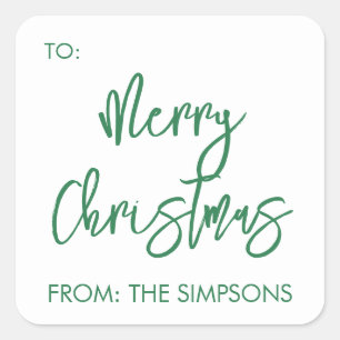 Pegatina Cuadrada Feliz Navidad Para De Escritura Moderna Minimalist