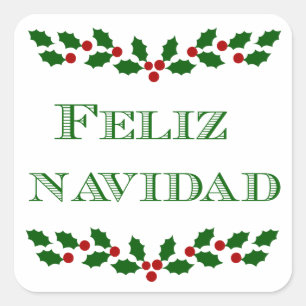 Pegatina Cuadrada Feliz Navidad - pegatinas en verde