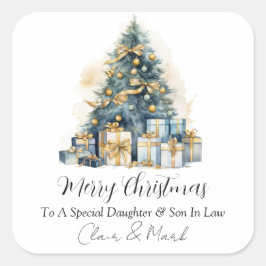 Pegatina Cuadrada Feliz Navidad personalizado