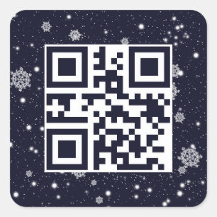 Pegatina Cuadrada Feliz Navidad QR Code en Snowflakes