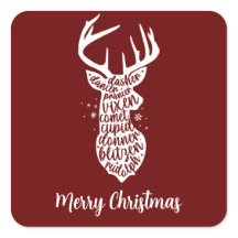 Feliz Navidad, renos de Santa Claus, rojo oscuro