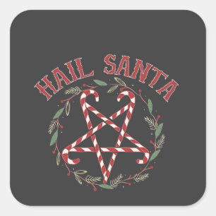 Pegatina Cuadrada Feliz Navidad Satanás Krampus Navidad Dulce del Di