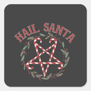 Pegatina Cuadrada Feliz Navidad Satanás Krampus Navidad Dulce del Di