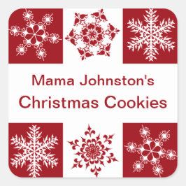 Pegatina Cuadrada Feliz Navidad Snowflake Regalo Decoración del Paqu