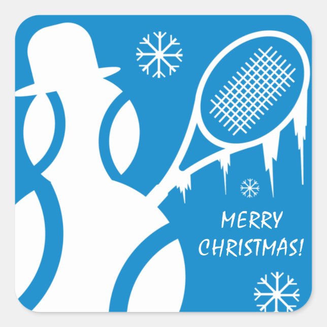 Pegatina Cuadrada Feliz Navidad Tenis Festividades navideñas (Anverso)