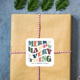 Pegatina Cuadrada Feliz Navidad Todo Groovy Navidades de vacaciones