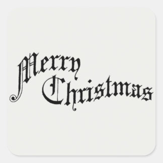 Pegatina Cuadrada Feliz Navidad Vintage Tipografía de moda antigua