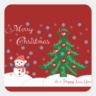 Pegatina Cuadrada ¡Feliz Navidad y feliz año nuevo!