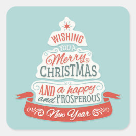 Pegatina Cuadrada Feliz Navidad Y Feliz Año Nuevo