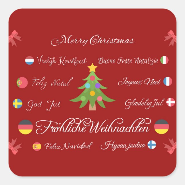 Pegatina Cuadrada ¡Feliz Navidad y feliz año nuevo! (Anverso)