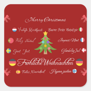 Pegatina Cuadrada ¡Feliz Navidad y feliz año nuevo!