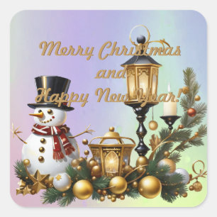 Pegatina Cuadrada ¡Feliz Navidad y Feliz Año Nuevo!