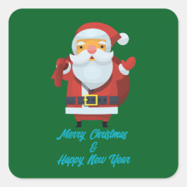 Pegatina Cuadrada Feliz Navidad y Feliz Año Nuevo