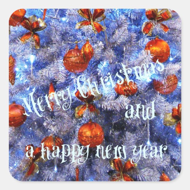 Pegatina Cuadrada ¡Feliz Navidad y feliz año nuevo! (Anverso)