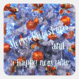 Pegatina Cuadrada ¡Feliz Navidad y feliz año nuevo!