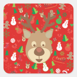 Pegatina Cuadrada ¡Feliz Navidad y Feliz Año Nuevo! XMAS