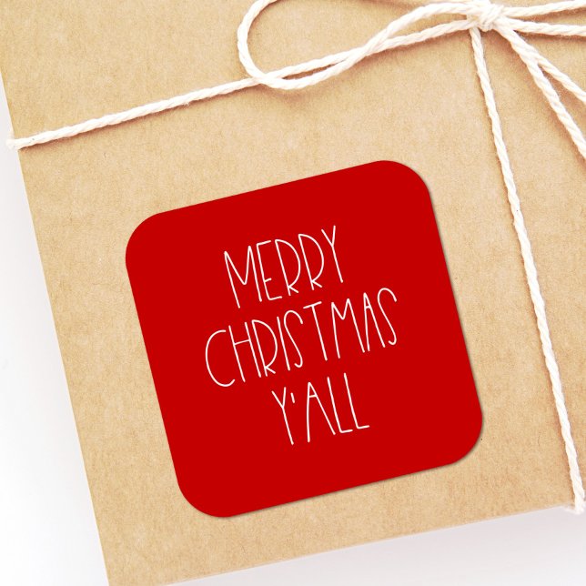 Pegatina Cuadrada Feliz Navidad y todos rojos (Subido por el creador)