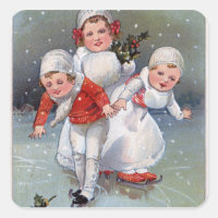 Feliz NavidadPequeños niños patinando hielo