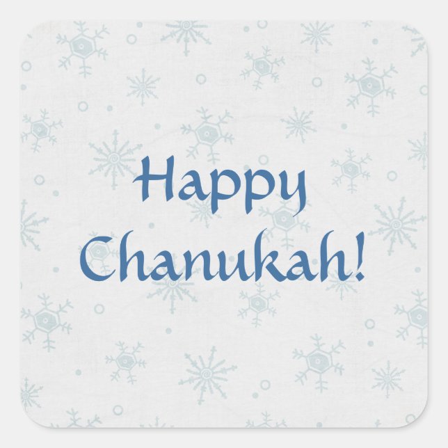 Pegatina Cuadrada Feliz Nieve Chanukah (Anverso)