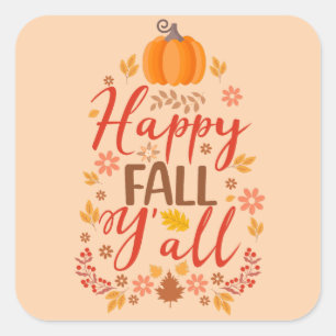Pegatina Cuadrada Feliz otoño