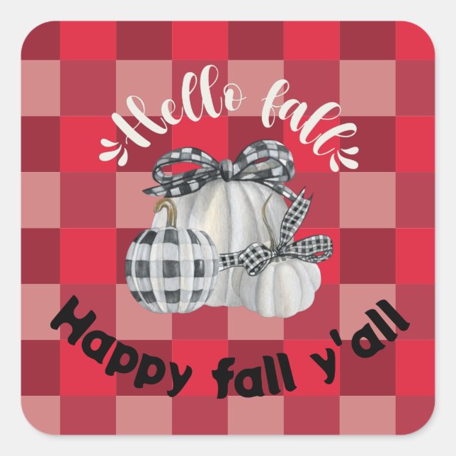 Pegatina Cuadrada Feliz otoño (Anverso)