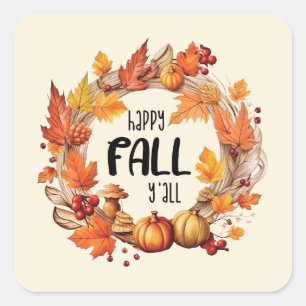 Pegatina Cuadrada Feliz otoño