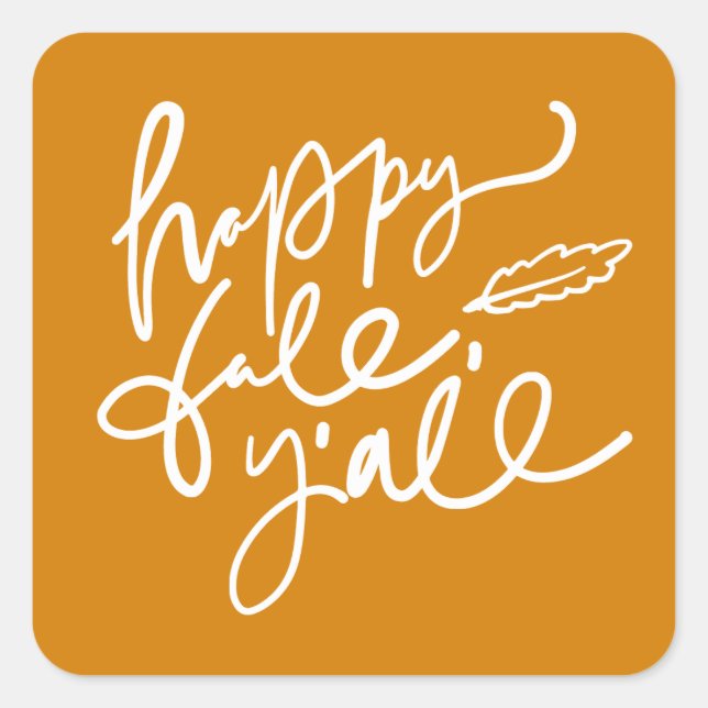 Pegatina Cuadrada Feliz otoño (Anverso)