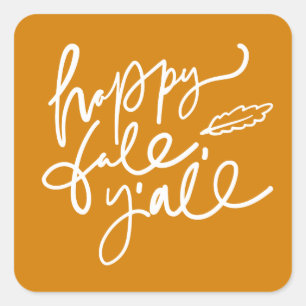 Pegatina Cuadrada Feliz otoño