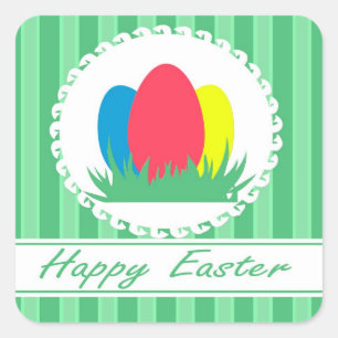 Pegatina Cuadrada Feliz Pascua