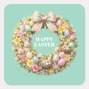 PEGATINA CUADRADA FELIZ PASCUA
