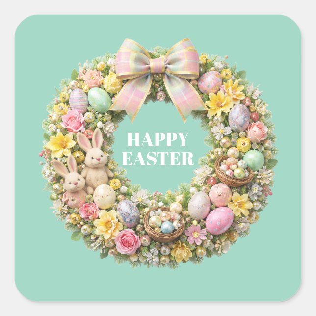 PEGATINA CUADRADA FELIZ PASCUA (Anverso)