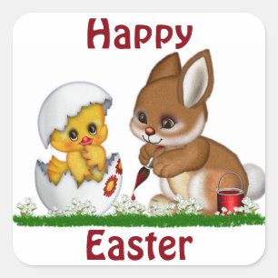 Pegatina Cuadrada Feliz Pascua