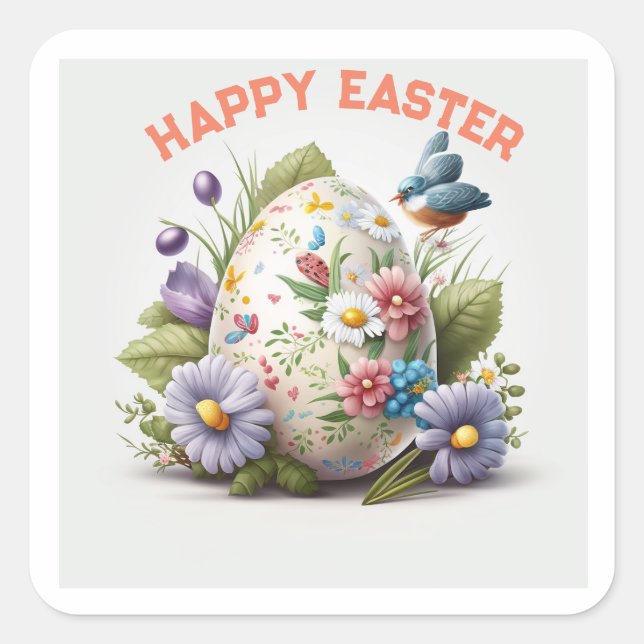 Pegatina Cuadrada Feliz Pascua 2023 (Anverso)