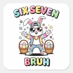 Pegatina Cuadrada Feliz Pascua 67 meme Conejo Divertido