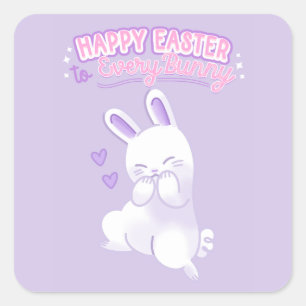 Pegatina Cuadrada Feliz Pascua a todos los conejos