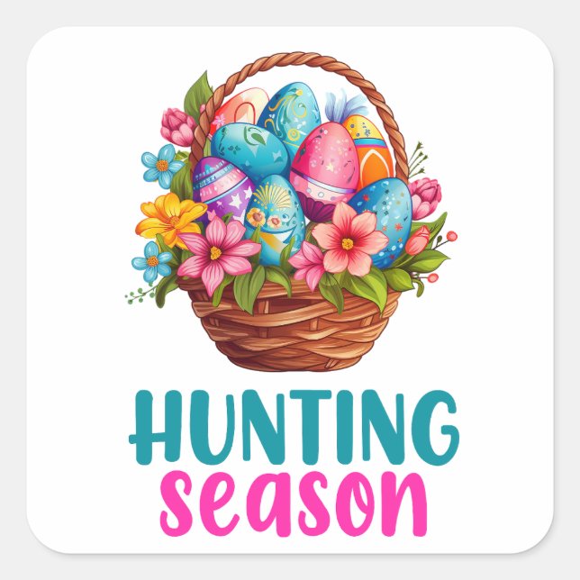 Pegatina Cuadrada Feliz Pascua - Animales (Anverso)