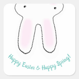 Pegatina Cuadrada Feliz Pascua Feliz Primavera lindo Conejo de Pascu