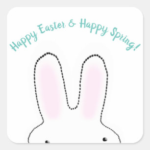 Pegatina Cuadrada Feliz Pascua Feliz Primavera lindo personalizado C
