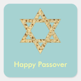 Pegatina Cuadrada Feliz Pascua Matzoh Estrella de David